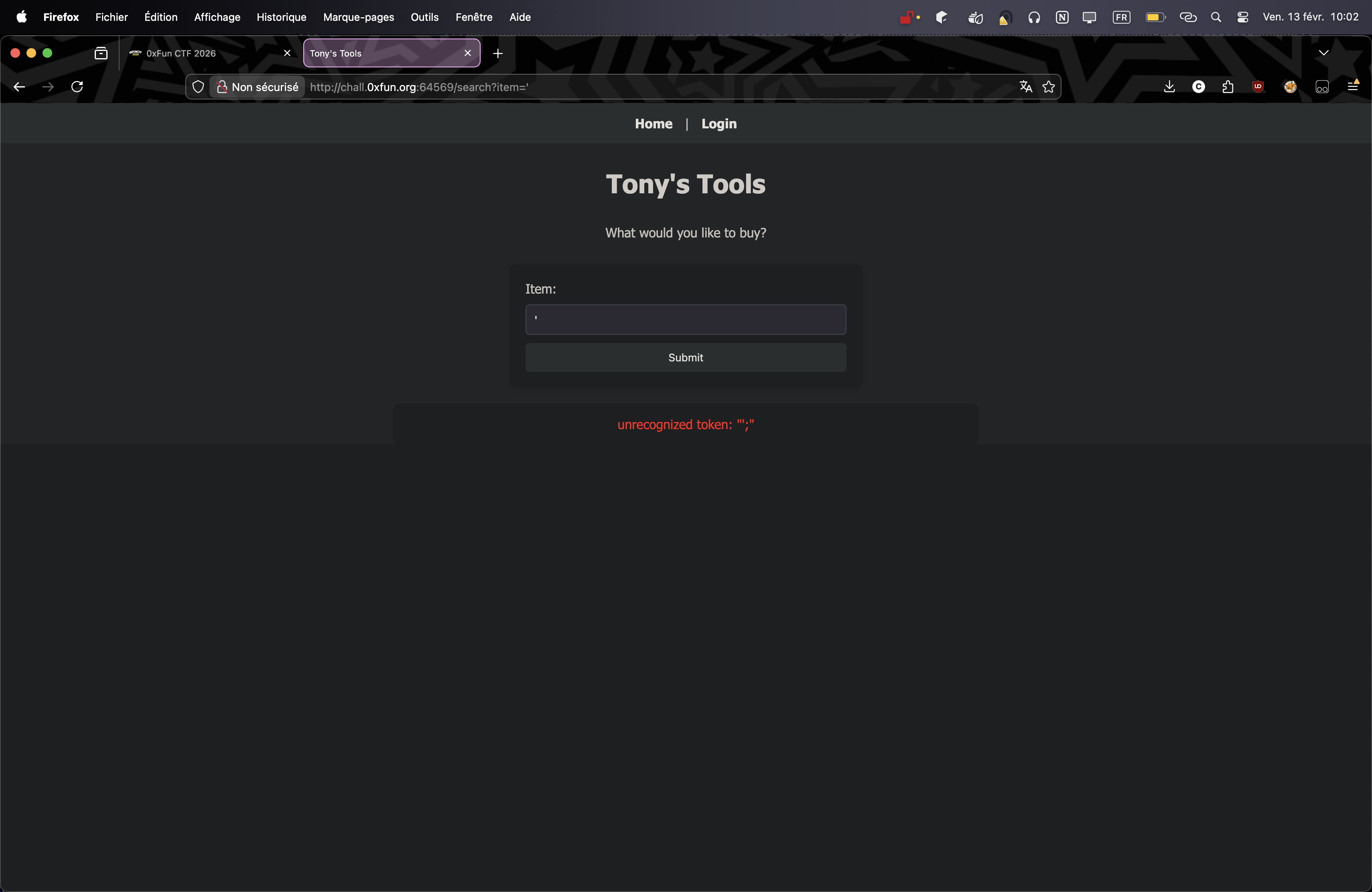 Tony's Tools search page